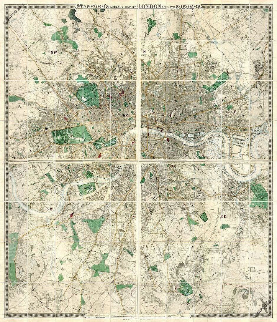 Stanford�s Library Map Of London And Its Suburbs 1872 & 1878 >>> CLICK TO ADVANCE >>>