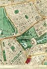 Oxford Street, Hyde Park, Grosvenor Square, Hanover Square, Berkley Square, Regent Street, Regent Circus, Mayfair, Piccadilly, Green Park, St James Square, St James' Palace, Buckingham Palace, St James's Park, Sloan Street, Belgrave Square, Eaton Square, Victoria Station, New Bridewell Prison, & Westminster