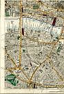 Fleet Street, Ludgate Hill, St Pauls, Cheapside, The Temple, Queen Victoria Street, Cannon Street Station, River Thames, Blackfriars Bridge, Southwark Bridge, London Bridge, London Bridge & Charing Cross Railway, Southwark, London Chatham and Dover Railway, Bethlehem Lunatic Asylum, & New Kent Road